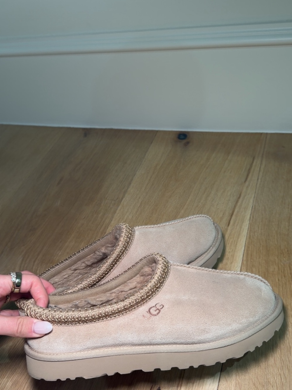 UGG Chestnut Suede Shearling-Lined Slide Slippers